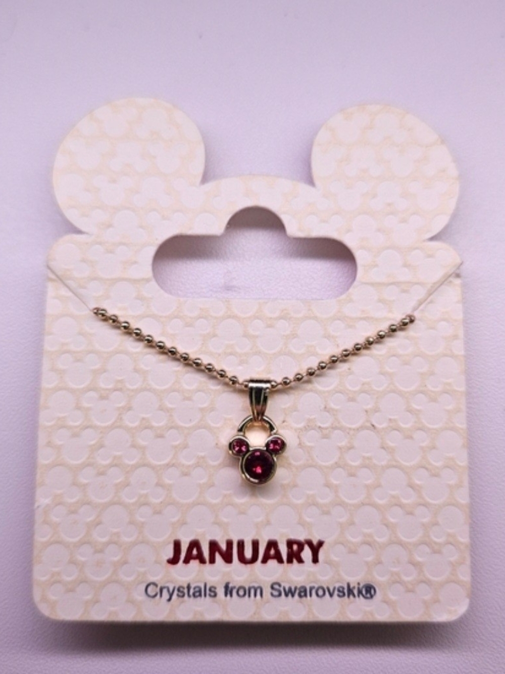 Disney Gold-Tone Minnie Pendant Necklace with Red Crystals